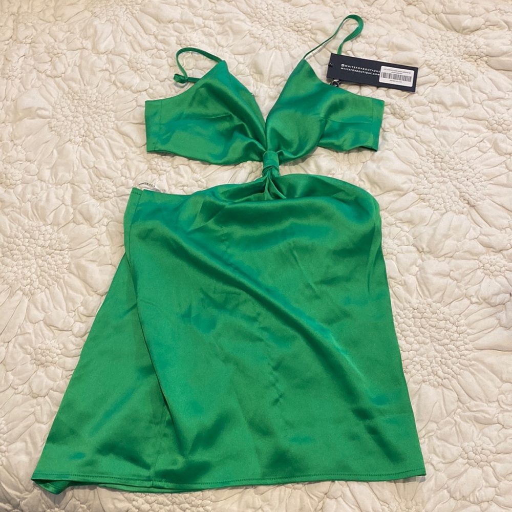 White fox green mini dress